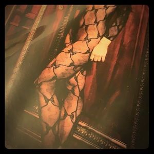 Lace body stocking with sleeves & Bow tie